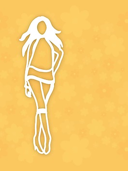 对花装饰无缝背景的一个年轻女孩的插图