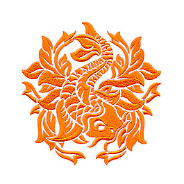 绣花 花纹 动物 鲤鱼 免费素材