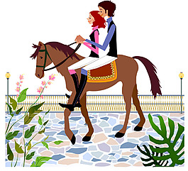 骑马的情侣