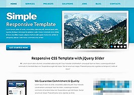 蓝色响应式PC/平板商业简洁的企业模板