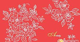 一款中国风情牡丹花线描矢量素材