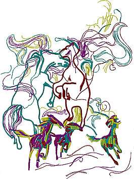 绣花 花纹 马 免费素材