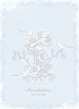 垃圾背景花鸟类矢量插画