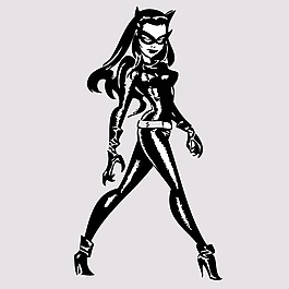 印花矢量图 人物 女人 猫女 色彩 免费素材