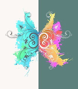 用花蝴蝶矢量画插图