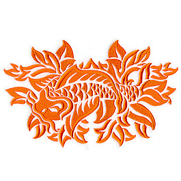 绣花 花纹 动物 鲤鱼 免费素材