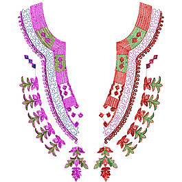 领边 绣花 花纹 花朵 民族风 免费素材