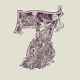 印花矢量图 植物 花纹 数字 色彩 免费素材