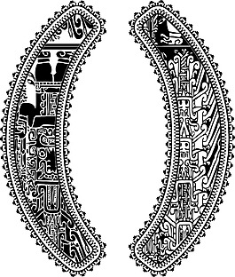 括号符号与古代绘画插画矢量