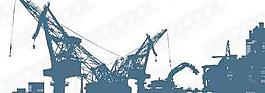 工地重型机器剪影矢量素材