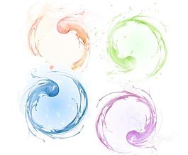 韩国水墨花纹矢量图下载