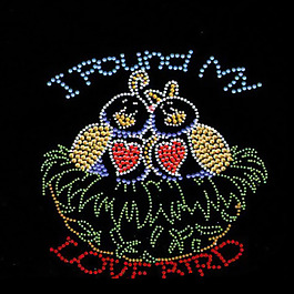 烫钻 鸟巢 小鸟 心形 文字 免费素材