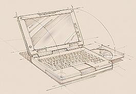 手绘办公室用品 笔记本电脑图片