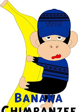 抱着香蕉的黑色猩猩