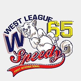 印花矢量图 可爱卡通 卡通动物 狼狗 英文 免费素材