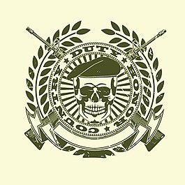 印花矢量图 徽章标记 骷髅 麦穗 色彩 免费素材