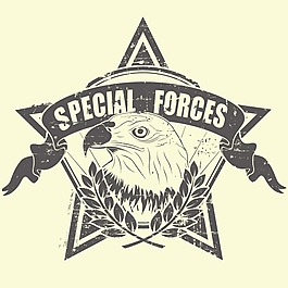 印花矢量图 徽章标记 苍鹰 英文 缎带 免费素材