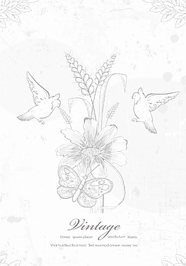 垃圾背景花鸟类矢量插画