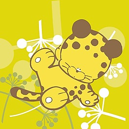 印花矢量图 可爱卡通 卡通动物 小狮子 花纹 免费素材