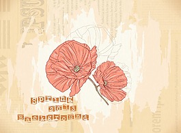 罂粟花的背景矢量插图