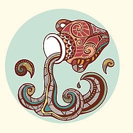 印花矢量图 十二星座 水瓶座 色彩 橘黄色 免费素材