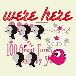 印花矢量图 印烫结合 文字 英文 企鹅 免费素材