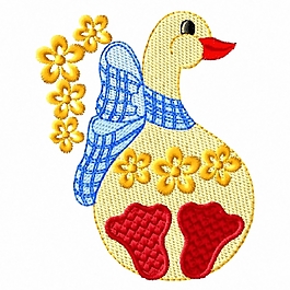绣花 鸭子 花朵 免费素材