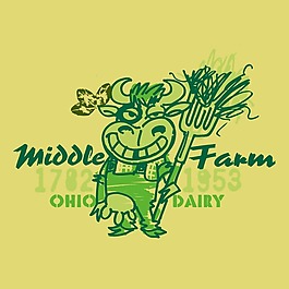 印花矢量图 可爱卡通 卡通动物 奶牛 文字 免费素材