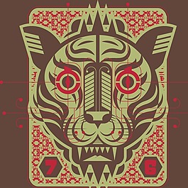 印花矢量图 动物 老虎 图腾 色彩 免费素材