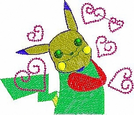 绣花 口袋妖怪 比卡丘 家纺 免费素材