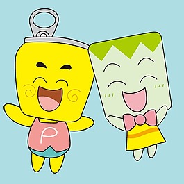 印花矢量图 可爱卡通 卡通形象 哈皮父子 色彩 免费素材