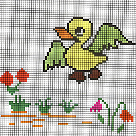 毛衫图案 鸭子 色彩 绿色 橘黄色 免费素材