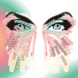 印花矢量图 艺术效果 水彩 手绘 眼睛 免费素材