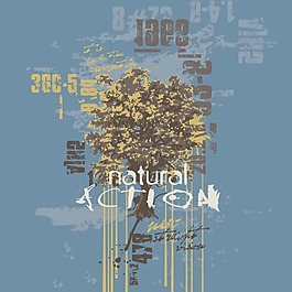 印花矢量图 图文结合 英文 数字 植物 免费素材