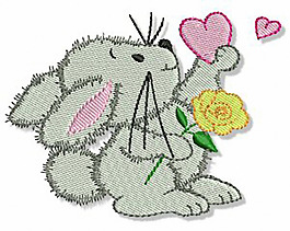 绣花 卡通 卡通动物 心形 爱心 免费素材