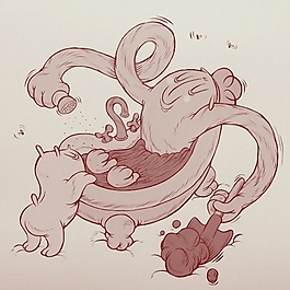 位图 插画 抽象 夸张 怪物 免费素材