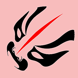 印花矢量图 民族风格 脸谱 粉红色 黑色 免费素材