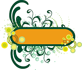 潮流橙色标签矢量花纹