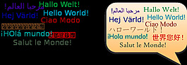 你好世界，在很多idiomas