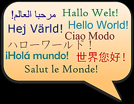 你好,多种语言的世界