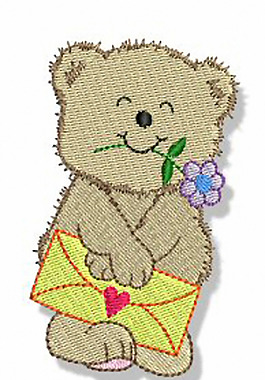 绣花 卡通 卡通动物 小熊 爱心 免费素材