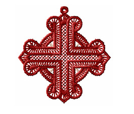 绣花 成熟优雅女装 花纹 十字架 红色 免费素材