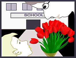 学生给老师送花