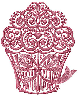 绣花 色彩 传统图案 花篮 粉红色 免费素材