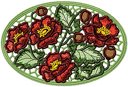 绣花 花卉 传统图案 色彩 红色 免费素材