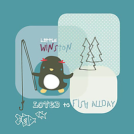 印花矢量图 企鹅 棕色 色彩 蓝色 免费素材