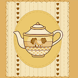 印花矢量图 色彩 黄色 茶壶 免费素材