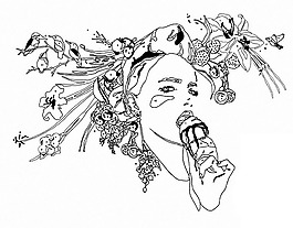 位图 插画 抽象人物 小鸟 花卉 免费素材