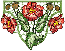 绣花 花卉 传统图案 色彩 红色 免费素材