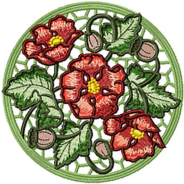 绣花 花卉 传统图案 色彩 红色 免费素材